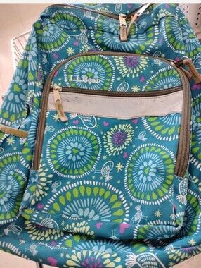 L.L. Bean Teal Floral Kids Backpack with Pink & Green Accents